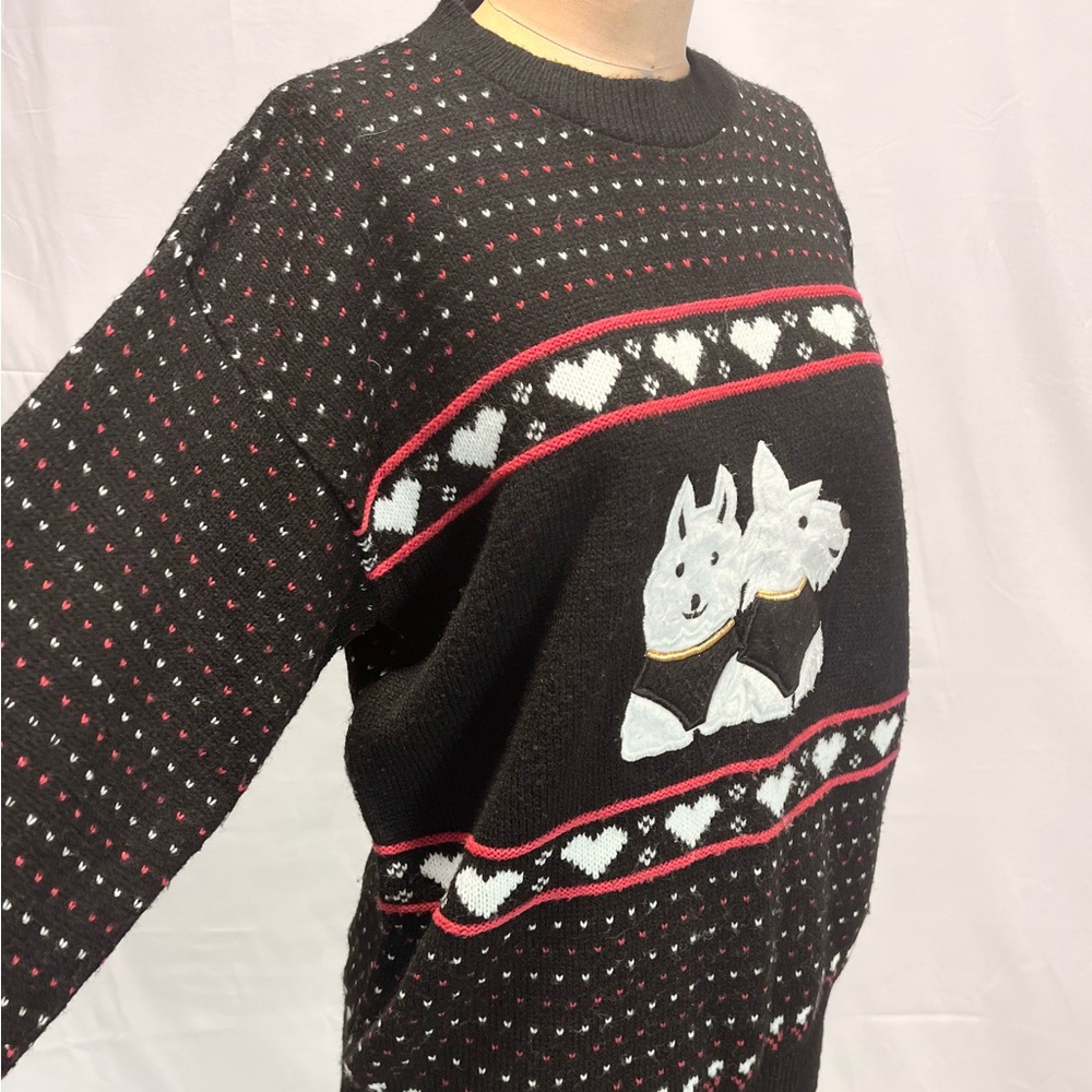VINTAGE 80s Scottie dog terrier knit sweater pet lover Westie‎ west highland - Picture 3 of 14